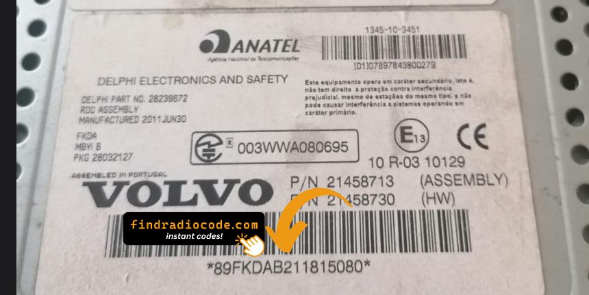 Volvo Truck radio code using serial number